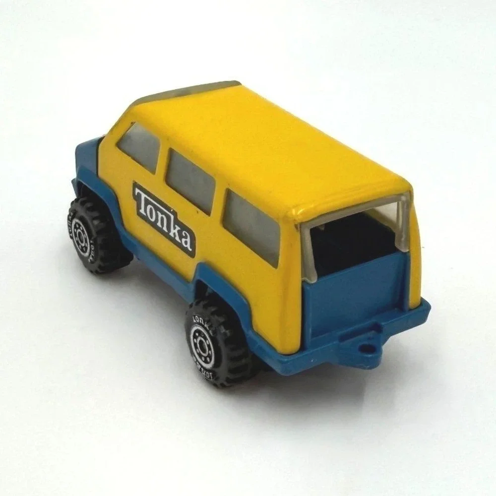 Vintage Tonka Van‎ Yellow Blue Diecast Metal Toy Truck Vehicle Off Road Wheels